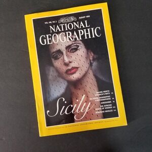 National Geographic August 1995 Sicily Bats Hiroshima Voodoo Vol 188 No 2